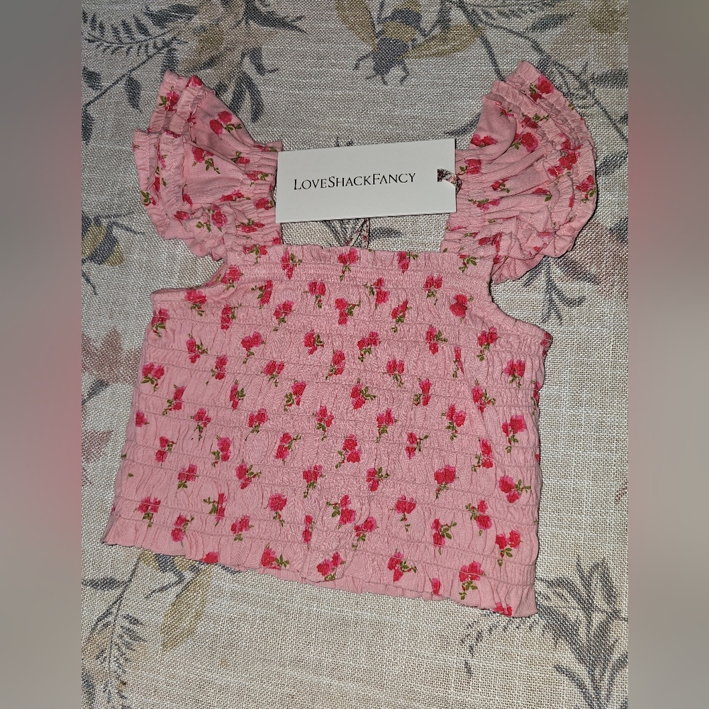 LoveShackFancy Pink Floral Top